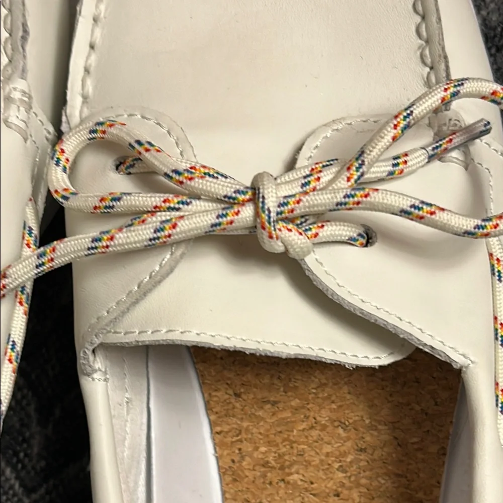 Sperry Men's Authentic Original Pride 2-Eye White/Rainbow Boat Shoes, Size 10